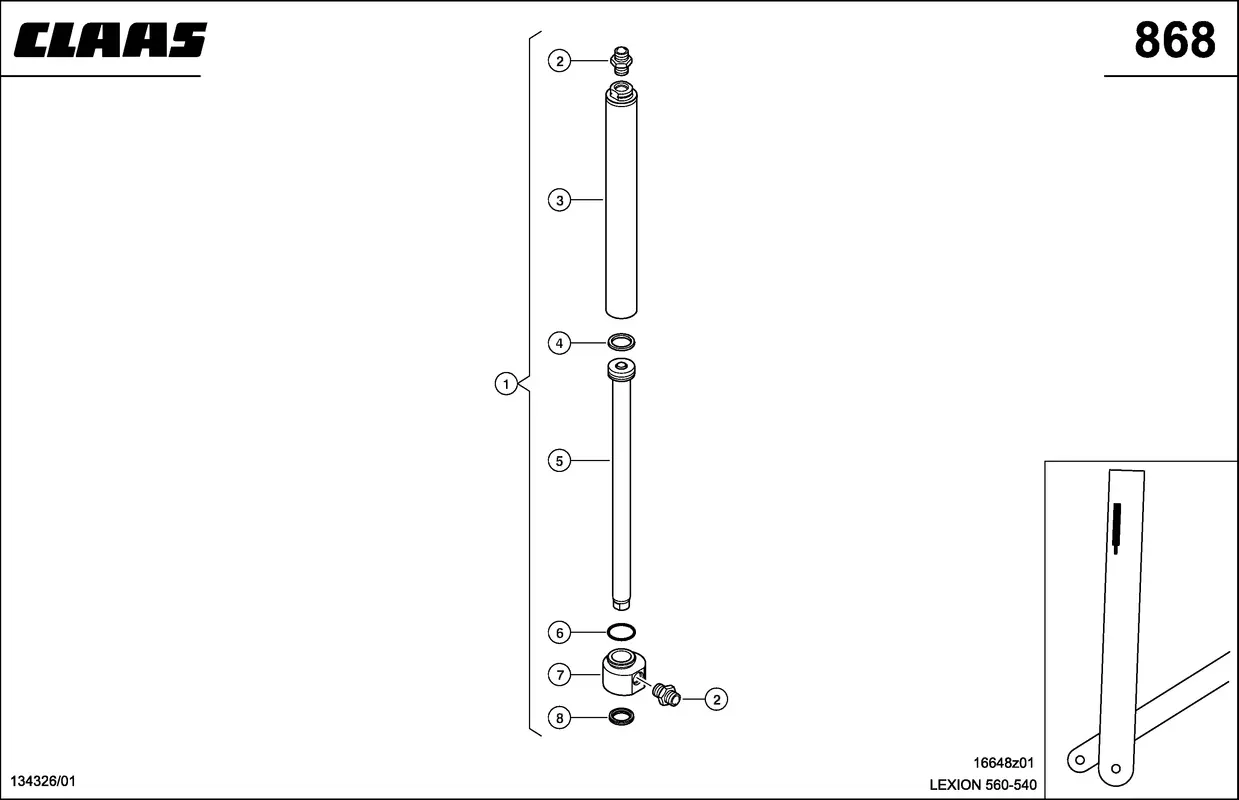 Гидравлический Цилиндр, Измерение Влажно. Запчасти для комбайнов LEXION 560-540 № машины 58400011 - 58499999