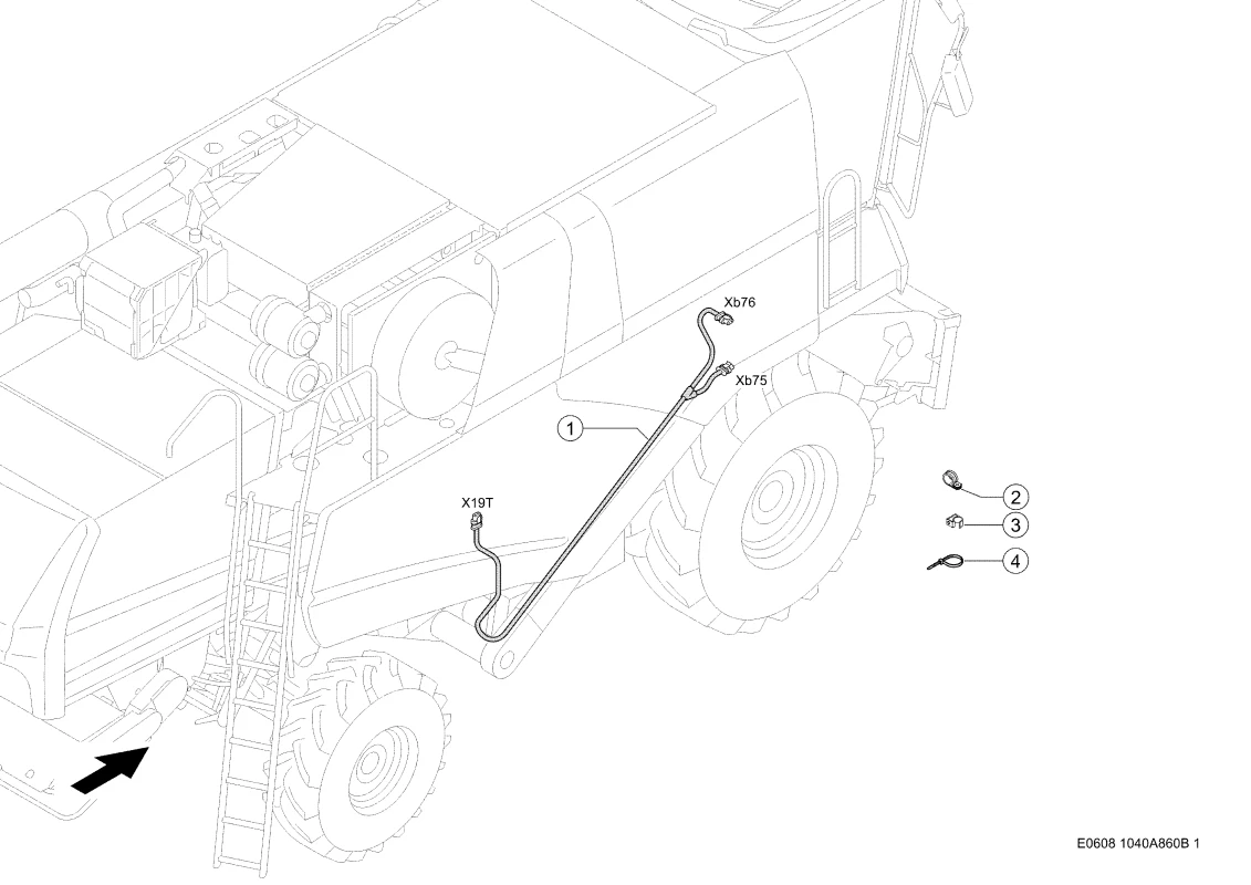 Комплект Кабелей Измерения Урожайности. Запчасти для комбайнов TUCANO 450-440 № машины L4500011 - L4599999. Схема 1