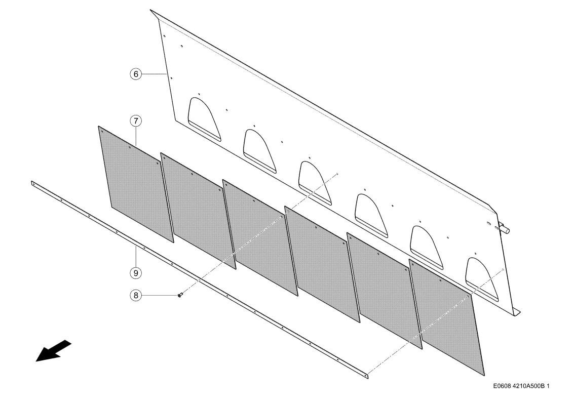 Счищающий Лист / Фартук. Запчасти для комбайнов TUCANO 450-440 № машины L4500011 - L4599999. Схема 1