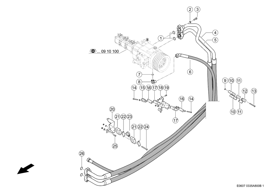 Гидравлические Линии Привода Ходовой Части. Запчасти для комбайнов TUCANO 430-420 № машины L3400011 - L3499999. Схема 1