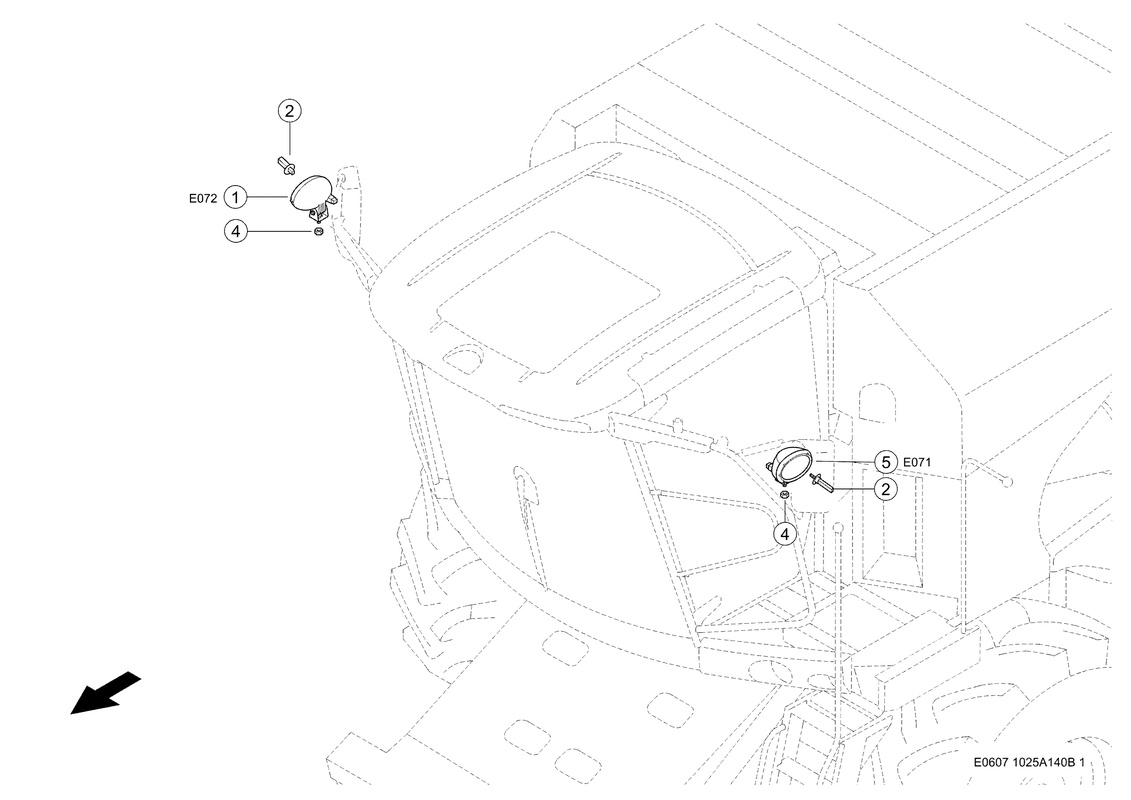 Рабочая Фара Впереди. Запчасти для комбайнов TUCANO 430-420 № машины L3400011 - L3499999. Схема 1