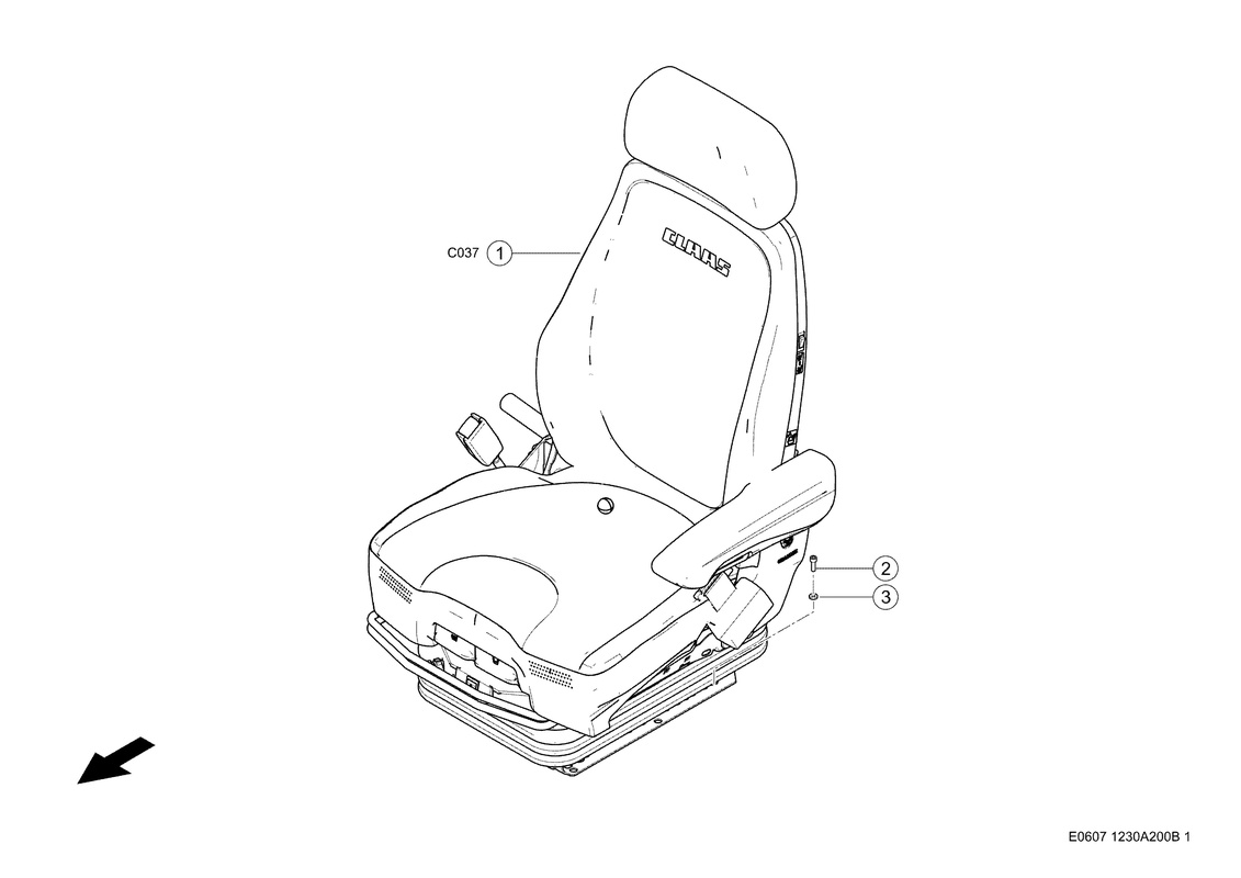 Сидение Водителя. Запчасти для комбайнов TUCANO 430-420 № машины L3400011 - L3499999. Схема 1
