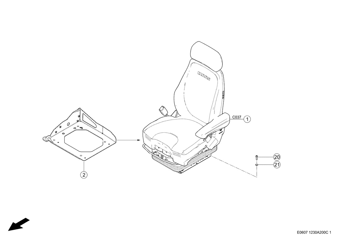 Сидение Водителя. Запчасти для комбайнов TUCANO 430-420 № машины L3400011 - L3499999. Схема 2