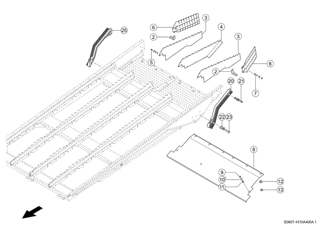 Направляющие Листы. Запчасти для комбайнов TUCANO 430-420 № машины L3400011 - L3499999