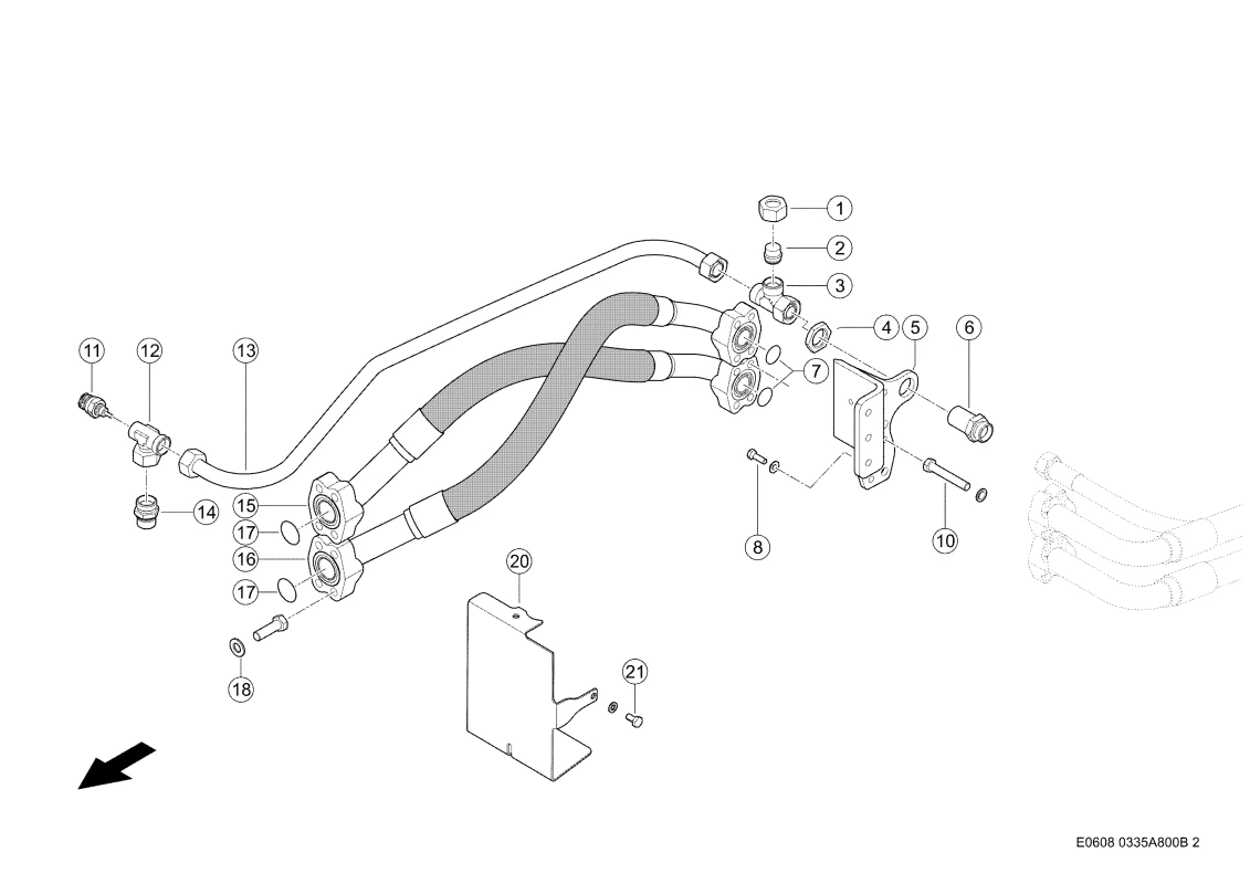 Гидравлические Линии Привода Ходовой Части. Запчасти для комбайнов TUCANO 450-440 № машины L4500011 - L4599999. Схема 1