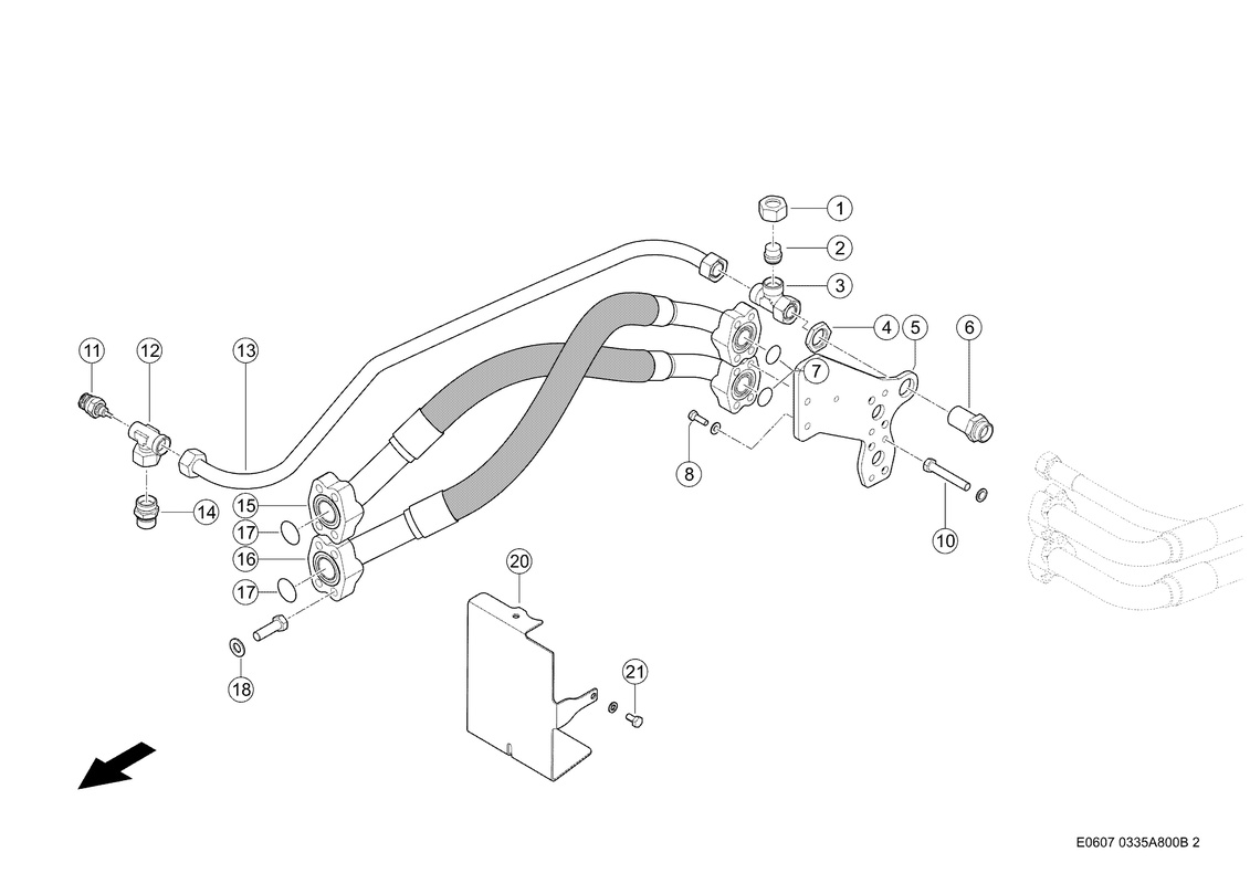 Гидравлические Линии Привода Ходовой Части. Запчасти для комбайнов TUCANO 430-420 № машины L3400011 - L3499999. Схема 1